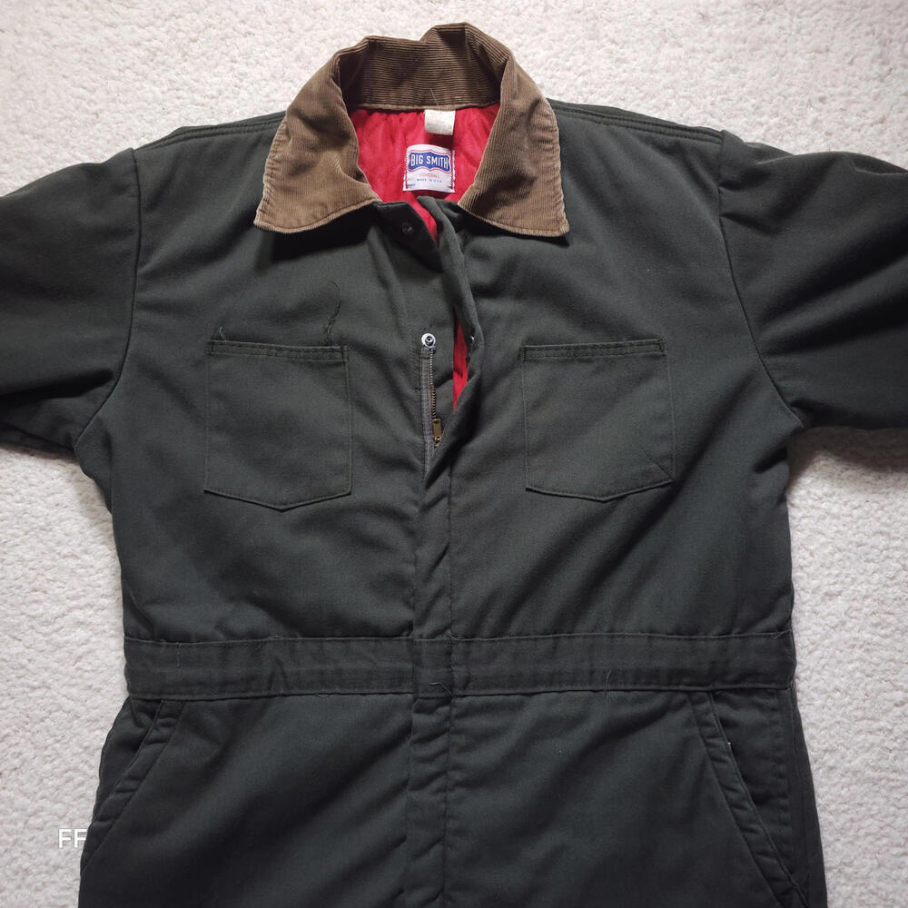 Big Smith Men's Coverall X-Large 46-48 Olive Green Quilted Lined Corduroy